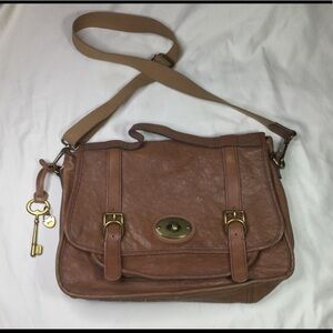 Fossil Leather Messenger Crossbody Satchel Bag